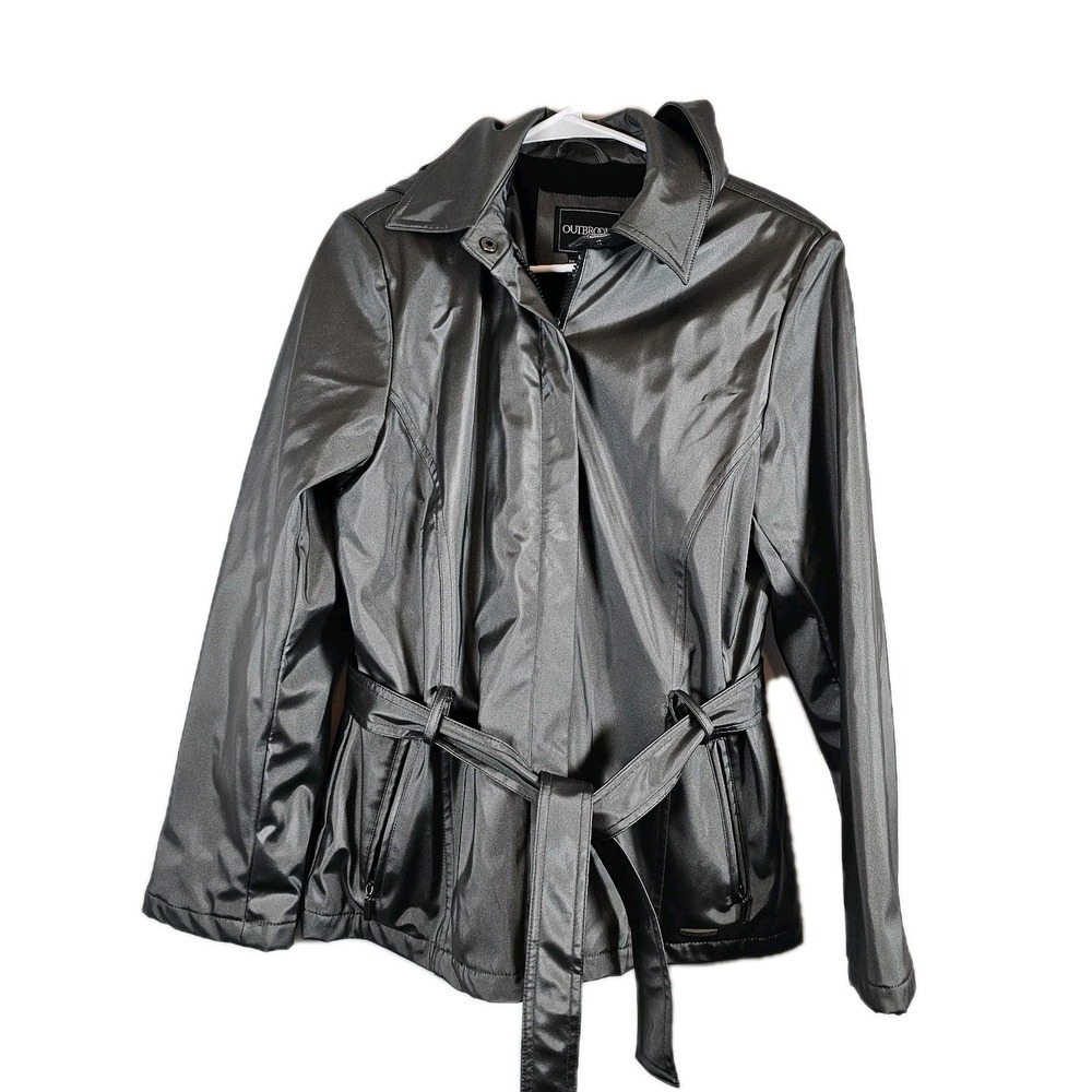 Outbrook Womens Med Jacket Softshell Iridescent Hooded Full Zip Fleece Lined EUC